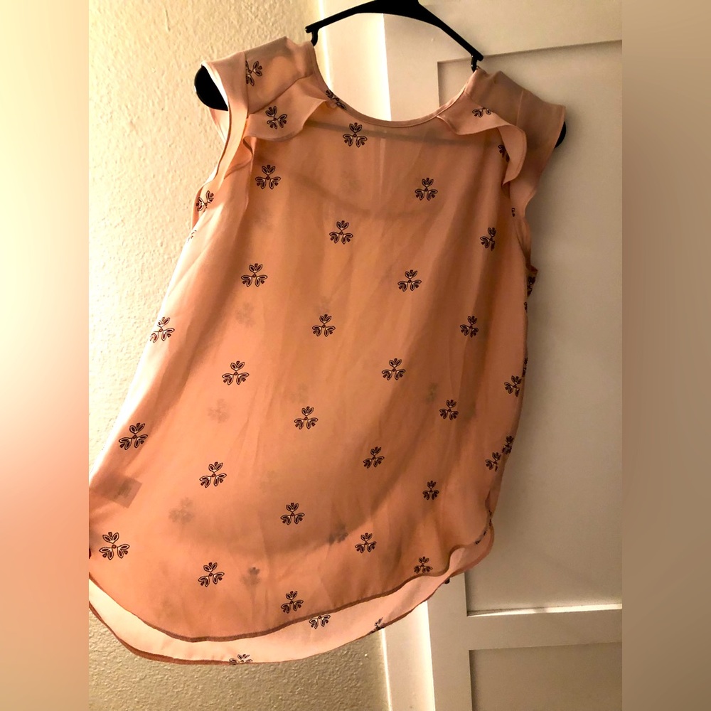 Loft pink floral print professional blouse, size xs